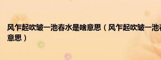 风乍起吹皱一池春水是啥意思（风乍起吹皱一池春水是什么意思）