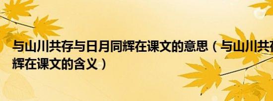 与山川共存与日月同辉在课文的意思（与山川共存与日月同辉在课文的含义）