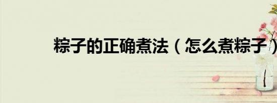 粽子的正确煮法（怎么煮粽子）