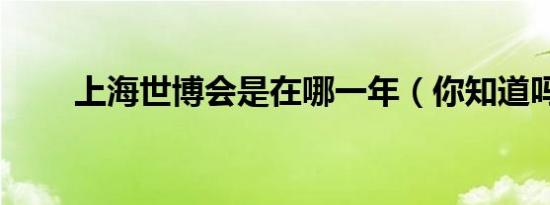 上海世博会是在哪一年（你知道吗）