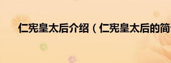 仁宪皇太后介绍（仁宪皇太后的简介）
