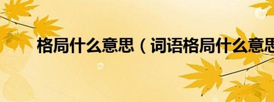 格局什么意思（词语格局什么意思）