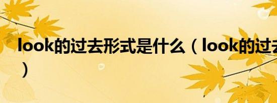 look的过去形式是什么（look的过去式形式）