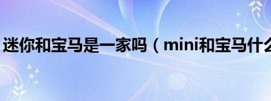 迷你和宝马是一家吗（mini和宝马什么关系）