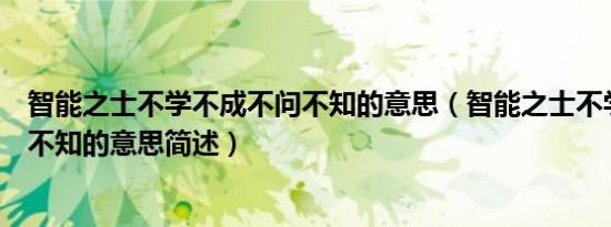 智能之士不学不成不问不知的意思（智能之士不学不成不问不知的意思简述）
