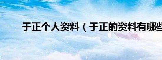 于正个人资料（于正的资料有哪些）