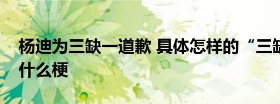 杨迪为三缺一道歉 具体怎样的“三缺一”是什么梗