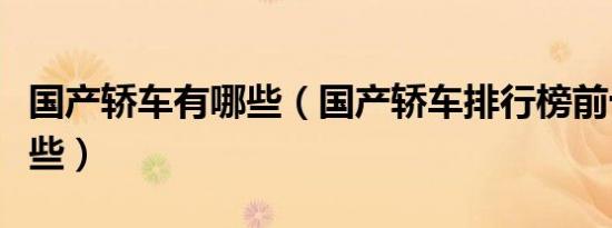 国产轿车有哪些（国产轿车排行榜前十名有哪些）