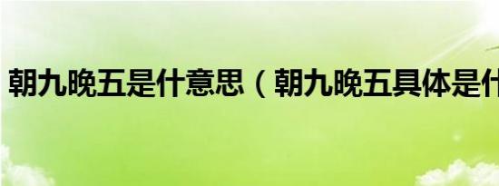 朝九晚五是什意思（朝九晚五具体是什意思）
