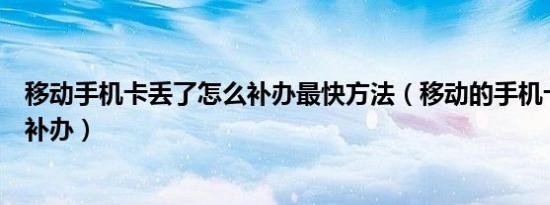 移动手机卡丢了怎么补办最快方法（移动的手机卡丢了怎么补办）
