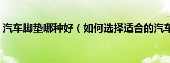 汽车脚垫哪种好（如何选择适合的汽车脚垫）