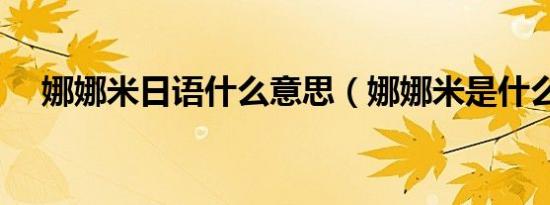 娜娜米日语什么意思（娜娜米是什么梗）
