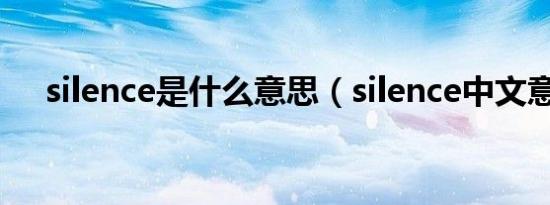 silence是什么意思（silence中文意思）