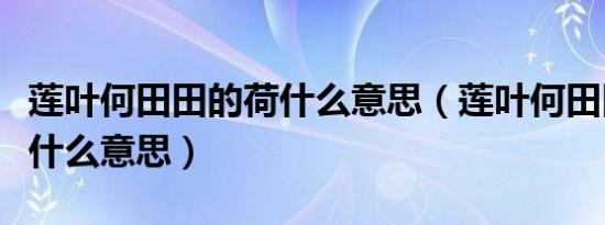 莲叶何田田的荷什么意思（莲叶何田田田田是什么意思）