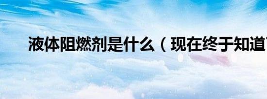 液体阻燃剂是什么（现在终于知道了）