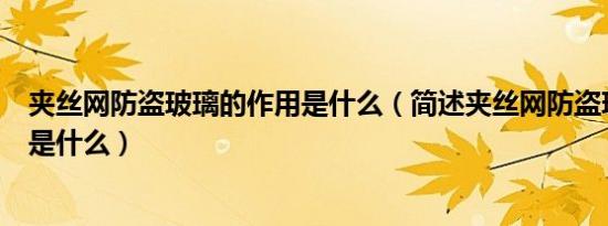 夹丝网防盗玻璃的作用是什么（简述夹丝网防盗玻璃的作用是什么）