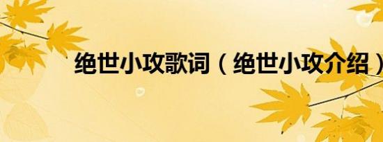 绝世小攻歌词（绝世小攻介绍）