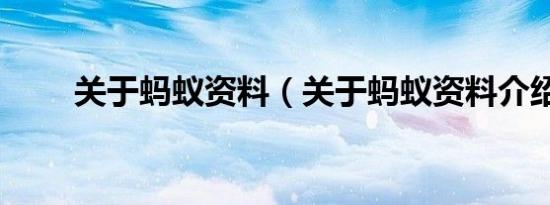 关于蚂蚁资料（关于蚂蚁资料介绍）