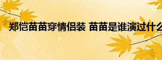 郑恺苗苗穿情侣装 苗苗是谁演过什么电视