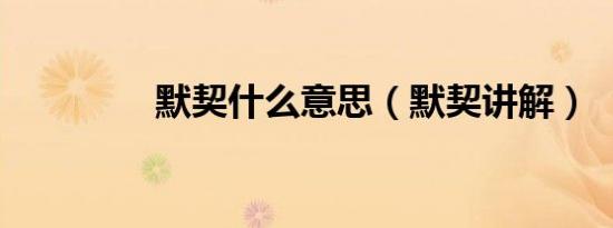 默契什么意思（默契讲解）