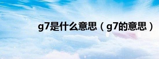 g7是什么意思（g7的意思）