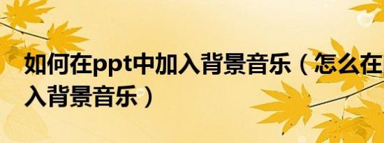 如何在ppt中加入背景音乐（怎么在ppt中加入背景音乐）