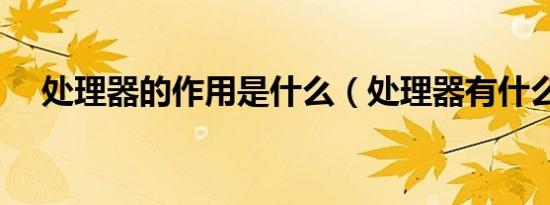 处理器的作用是什么（处理器有什么用）