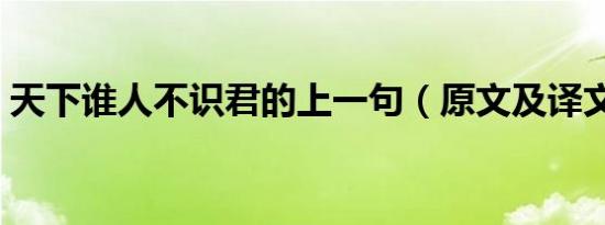 天下谁人不识君的上一句（原文及译文欣赏）