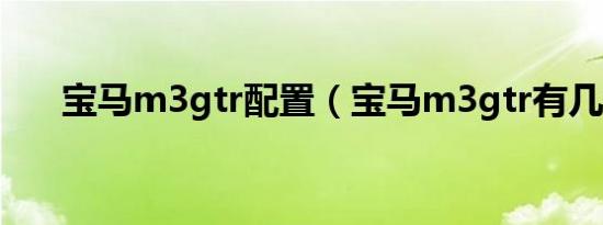 宝马m3gtr配置（宝马m3gtr有几辆）