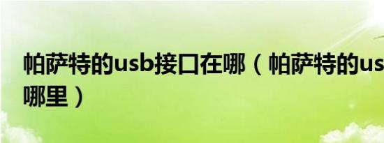 帕萨特的usb接口在哪（帕萨特的usb接口在哪里）