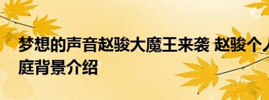 梦想的声音赵骏大魔王来袭 赵骏个人资料家庭背景介绍