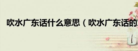 吹水广东话什么意思（吹水广东话的意思）