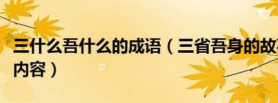 三什么吾什么的成语（三省吾身的故事及译文内容）