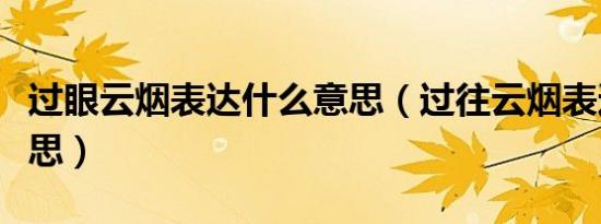 过眼云烟表达什么意思（过往云烟表达什么意思）