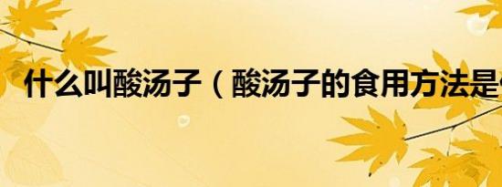 什么叫酸汤子（酸汤子的食用方法是什么）