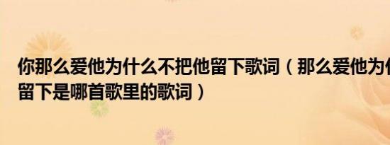 你那么爱他为什么不把他留下歌词（那么爱他为什么不把他留下是哪首歌里的歌词）