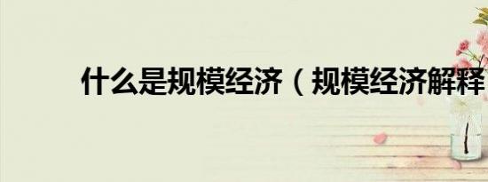 什么是规模经济（规模经济解释）