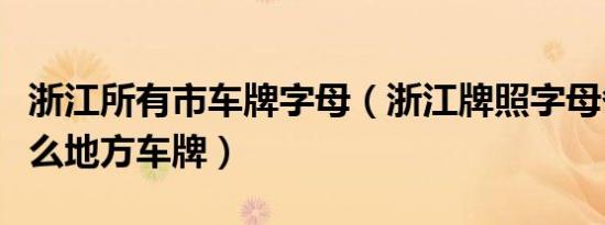 浙江所有市车牌字母（浙江牌照字母各代表什么地方车牌）