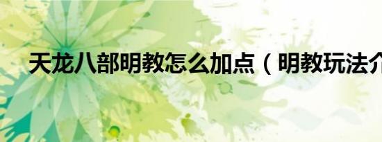 天龙八部明教怎么加点（明教玩法介绍）