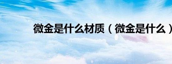 微金是什么材质（微金是什么）
