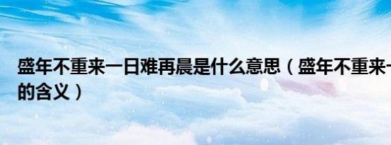 盛年不重来一日难再晨是什么意思（盛年不重来一日难再晨的含义）