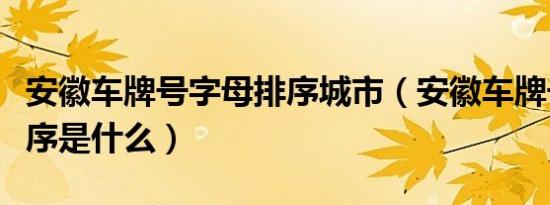 安徽车牌号字母排序城市（安徽车牌号字母排序是什么）