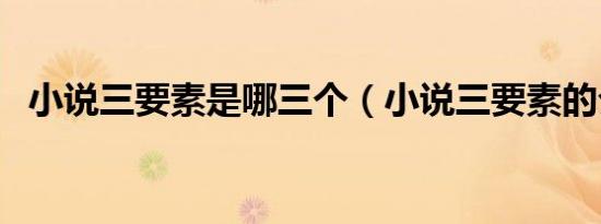 小说三要素是哪三个（小说三要素的介绍）