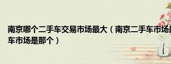 南京哪个二手车交易市场最大（南京二手车市场最大的二手车市场是那个）