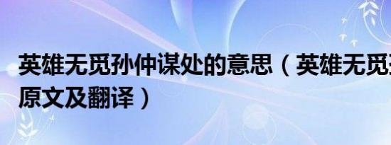 英雄无觅孙仲谋处的意思（英雄无觅孙仲谋处原文及翻译）