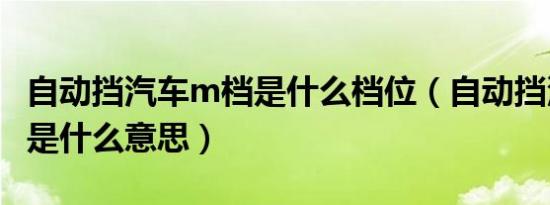 自动挡汽车m档是什么档位（自动挡汽车m档是什么意思）