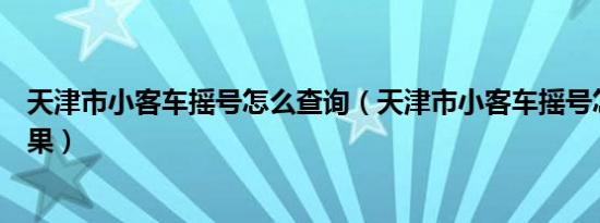 天津市小客车摇号怎么查询（天津市小客车摇号怎么查询结果）