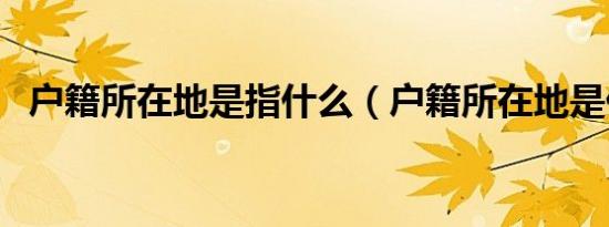 户籍所在地是指什么（户籍所在地是什么）
