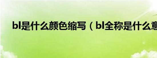 bl是什么颜色缩写（bl全称是什么意思）
