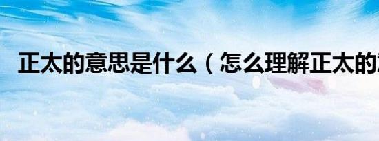 正太的意思是什么（怎么理解正太的意思）